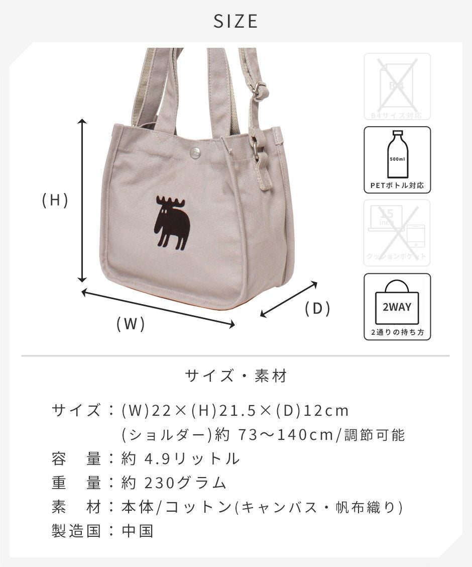 お散歩バッグにもお弁当バッグにも使えるミニキャンバスランチトートバッグ