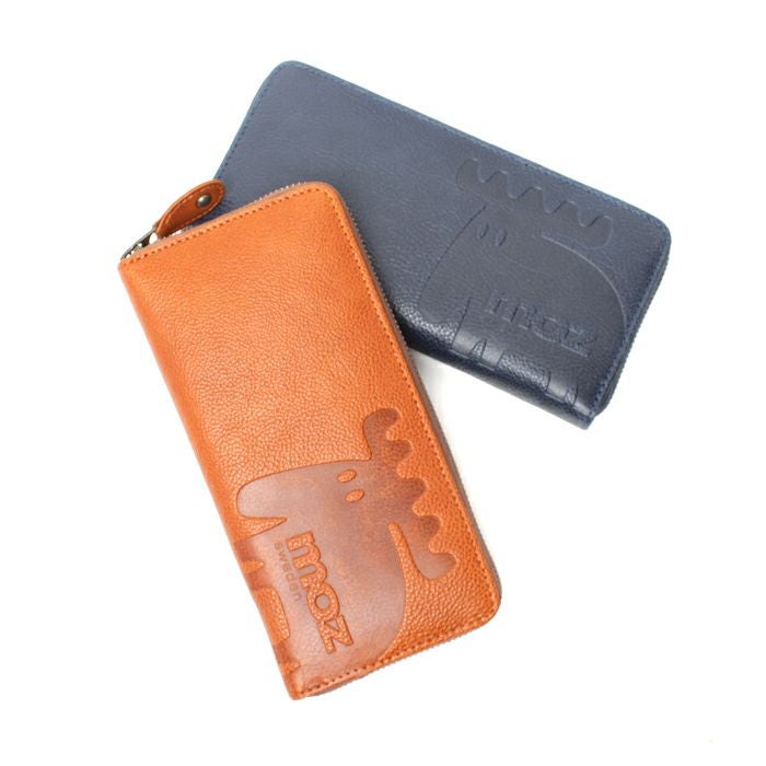 新品 送料無料 moz(モズ) エルク型押し ラウンドファスナー長財布 キャメル 送料込 moz モズ Elk エルク ヘラジカ 本革 ラウンドファスナー長財布