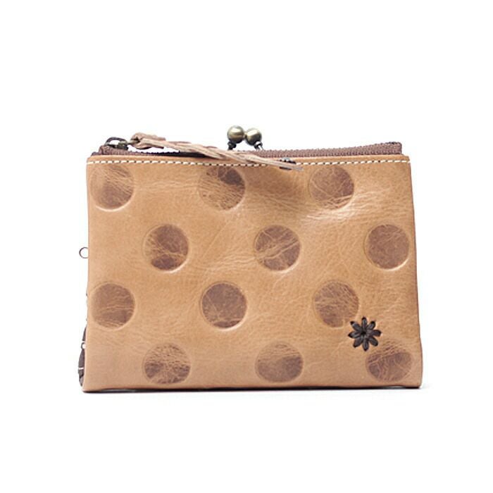 【公式】Laugh*Roughラフラフがま口財布ウォレットドット型押し革コンパクト小さいレディース大人本革かわいいレザー牛革水玉本革誕生日プレゼントギフト女性laughrough-77050