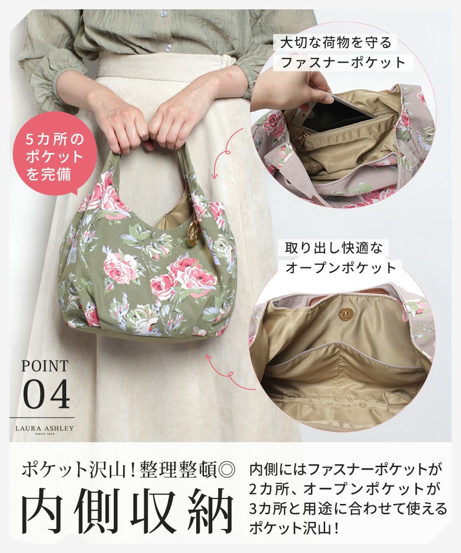 LAURA ローラアシュレイ マット&テーブルクロス 花柄 キャンバスバック