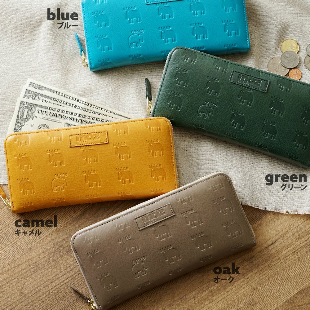 新品・未使用　モズ　moz　ラウンドファスナー長財布　キャメル モズ moz モズ 財布 moz ラウンドファスナー長財布 Elk 長財布