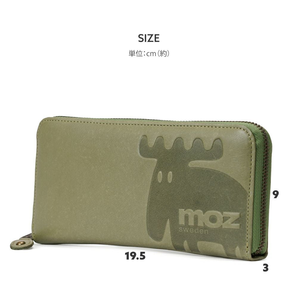 箱付 送料無料　新品　moz（モズ）　ラウンドファスナー　長財布　グリーン moz（モズ） VASKA by moz 財布 長財布 レディース ブランド 使い