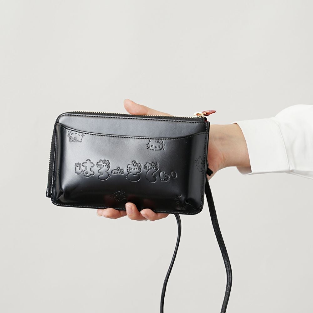 お財布機能のあるスマホジャストなキティちゃんの本革ポシェット